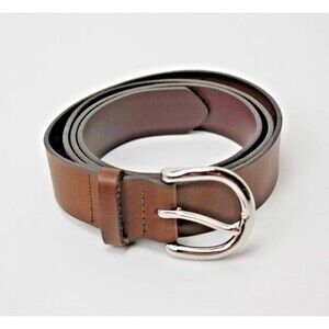 GAP Unisex Classic Belt Brown Silver Buckle Cow Leather made in USA sz XL